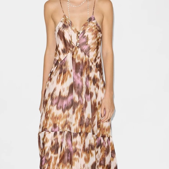 Isabel Marant Sabba Long Strappy Watercolor print Maxi Dress 38/small - Picture 1 of 4